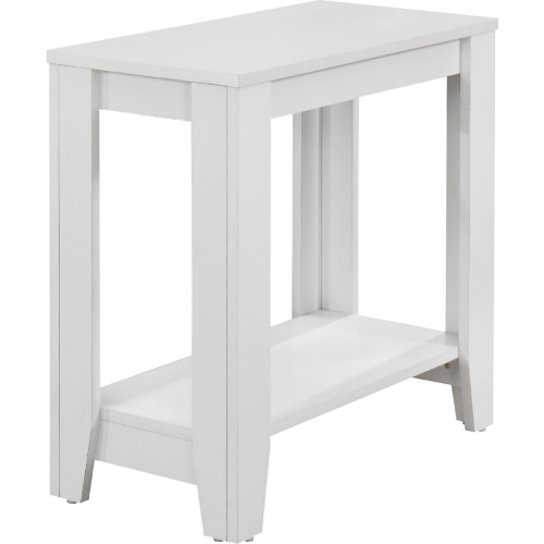 Accent Table in White with Bottom Shelf